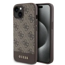 iPhone 15 Guess PU 4G Stripe Magsafe-kompatibilis tok, telefontok barna (GUHMP15SG4GLBR)