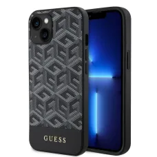 iPhone 15 Guess PU G Cube MagSafe kompatibilis telefontok fekete (GUHMP15SHGCFSEK)