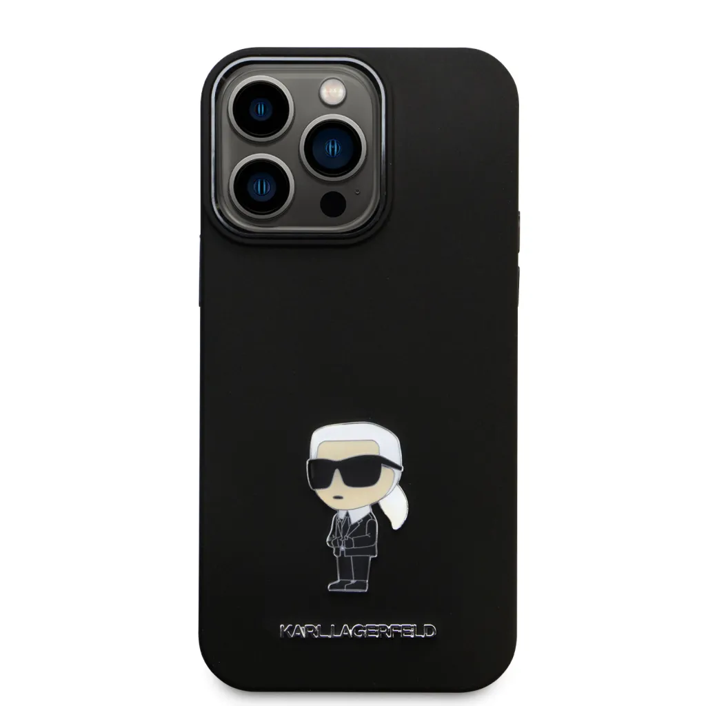  iPhone 15 Pro Fekete Karl Lagerfeld Liquid Silicone Metal Ikonik tok - 7