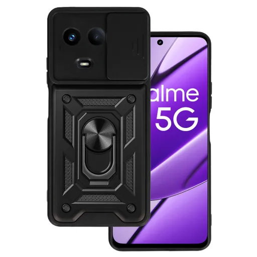 Realme 11 5G Slide Camera Armor tok kihajtható támasszal fekete