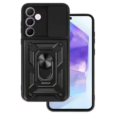 Samsung Galaxy A55 5G Slide Camera Armor tok kihajtható támasszal fekete