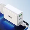 XO L101 hálózati töltő adapter, USB-A + 2x USB-C, PD 20W (fehér) - 0. kép