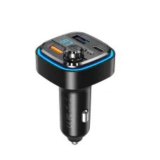 XO BCC08 szivargyújtós autós töltő / FM transmitter 2x USB-A, USB-C, MP3, Bluetooth 5.0 15W (fekete)