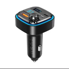 XO BCC08 szivargyújtós autós töltő / FM transmitter 2x USB-A, USB-C, MP3, Bluetooth 5.0 15W (fekete)