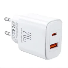 Joyroom JR-TCF05 hálózati töltő adapter USB-A QC3.0, USB-C PD 20W (fehér)