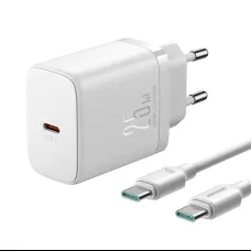  Joyroom JR-TCF11 hálózati töltő adapter USB-C 25W + USB-C - USB-C kábel 1m fehér