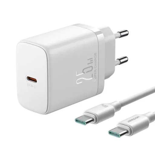  Joyroom JR-TCF11 hálózati töltő adapter USB-C 25W + USB-C - USB-C kábel 1m fehér