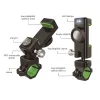 SMD XWJ-G univerzális biciklis, kerékpáros, motoros telefontartó LED világítással, iránytűvel, zöld-fekete - 1. kép