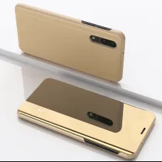 SMD Clear View flipové puzdro Xiaomi Redmi Note 7 zlaté, s magnetickým zadným krytom SMD Clear View flipové puzdro Xiaomi Redmi Note 7 zlaté, s magnetickým zadným krytom