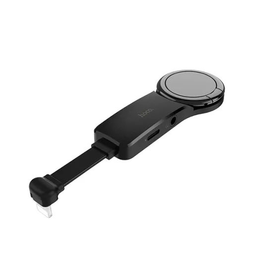 Hoco 3,5 audi jack/1xLightning elosztó adapter fekete