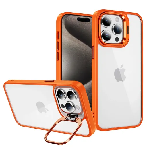 Tel Protect Kitámasztós tok + kamera üvegfólia (lencse) iPhone 13 Pro Max narancs