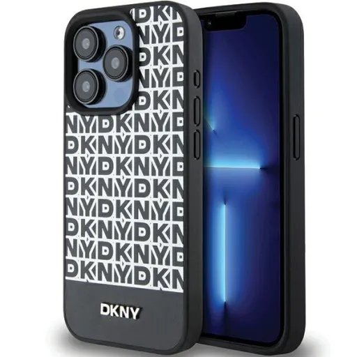 Original Case DKNY keménytok bőr nyomtatott mintával fém logóval MagSafe DKHMP15XPSOSPK iPhone 15 Pro Max fekete tok Original Case DKNY keménytok bőr nyomtatott mintával fém logóval MagSafe DKHMP15XPSOSPK iPhone 15 Pro Max fekete tok