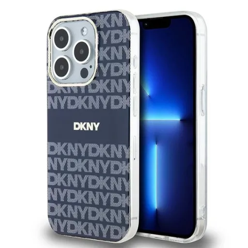 Original Case DKNY keménytok IML Mono & Stripe MagSafe DKHMP15XHRHSEB iPhone 15 Pro Max kék tok