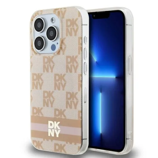 Original Case DKNY keménytok IML Kockás Monó Minta & Nyomott Csíkok MagSafe DKHMP15XHCPTSP iPhone 15 Pro Max rózsaszín tok