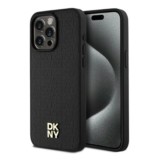 Original Case DKNY hardcase Leather Monogram Pattern Metal Logo MagSafe DKHMP15XPSHRPSK iPhone 15 Pro Max tok fekete Original Case DKNY hardcase Leather Monogram Pattern Metal Logo MagSafe DKHMP15XPSHRPSK iPhone 15 Pro Max tok fekete