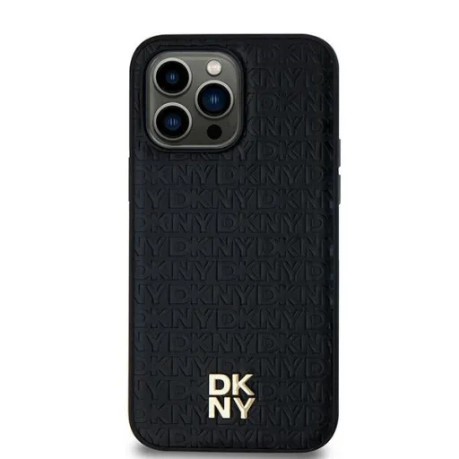 Original Case DKNY keménytok bőrmintás fém logóval MagSafe DKHMS24SPSHRPSK Samsung Galaxy S24-hez fekete tok