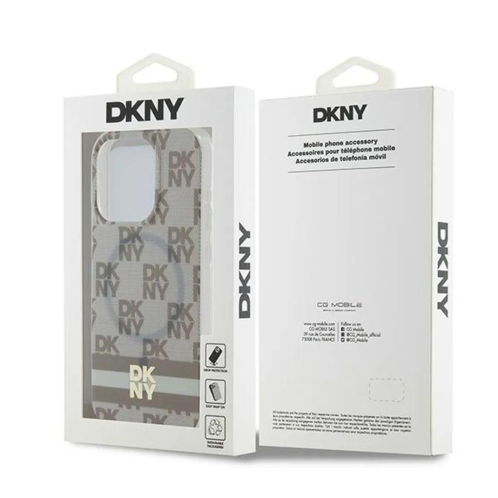 Eredeti DKNY kemény tok IML Checkered Mono Pattern & Printed Stripes MagSafe DKHMP14XHCPTSE iPhone 14 Pro Max számára bézs tok - 8