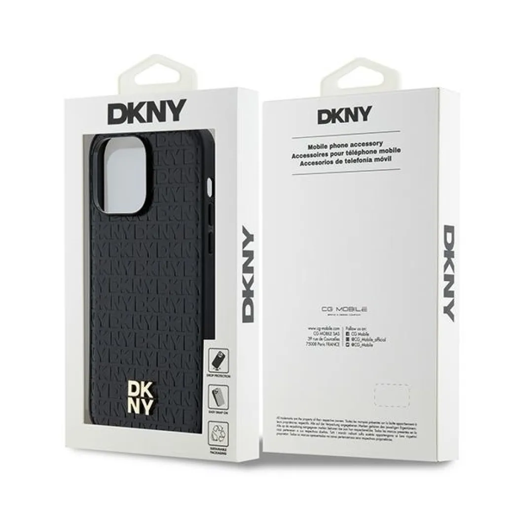 Original Case DKNY kemény tok bőrhatású fém logóval MagSafe DKHMP14LPSHRPSK iPhone 14 Pro fekete tok - 8