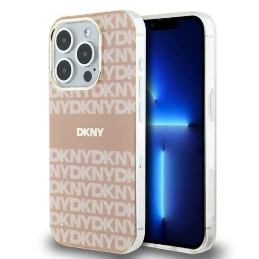 Eredeti DKNY keménytok IML Mono & Stripe MagSafe DKHMP13XHRHSEP iPhone 13 Pro Max pink tok