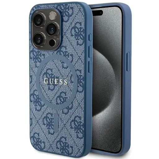 Original Case GUESS hardcase 4G Collection Leather Metal Logo MagSafe GUHMP14XG4GFRB for iPhone 14 Pro Max kék tok