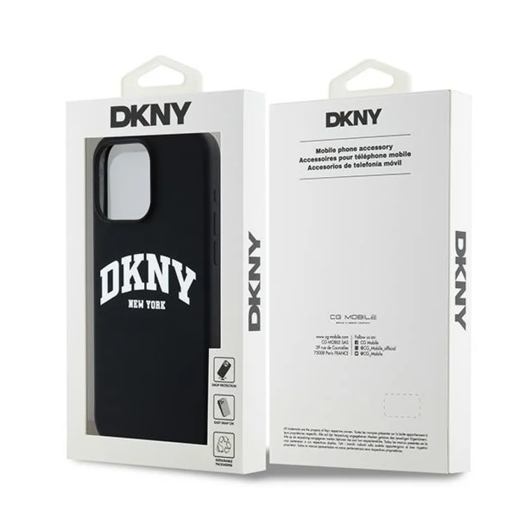 Eredeti DKNY keménytok folyékony szilikon fehér nyomtatott logóval MagSafe DKHMP14XSNYACH az iPhone 14 Pro Max-hoz fekete tok - 8