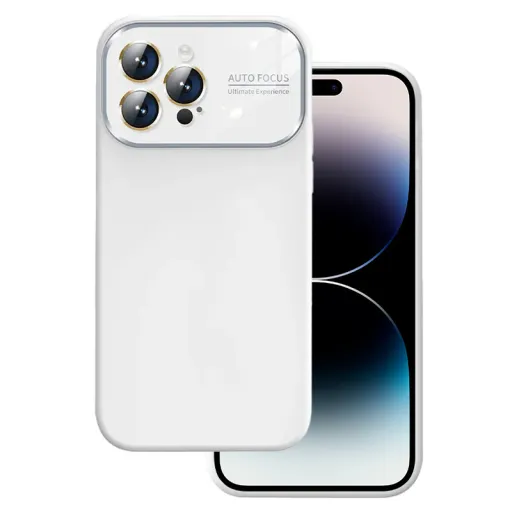 Soft Silicone Lens tok iPhone 14 Pro Max fehér tok