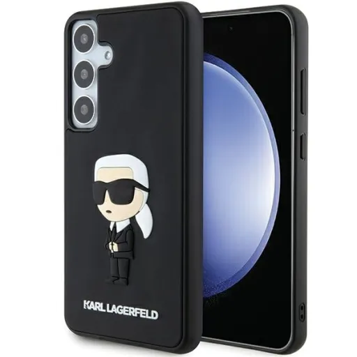 Eredeti Pouch KARL LAGERFELD kemény tok 3D Rubber Ikonik KLHCS24S3DRKINK Samsung Galaxy S24 fekete tok