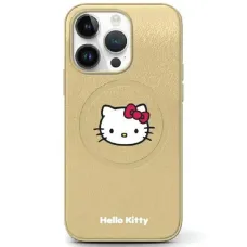 Eredeti tok HELLO KITTY hardcase bőr Kitty fej MagSafe HKHMP14LPGHCKD iPhone 14 Pro arany