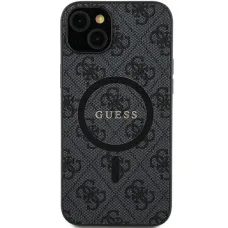 Original Case GUESS - kemény tok 4G Collection Leather Metal Logo MagSafe GUHMS24SG4GFRK Samsung Galaxy S24 Fekete tok