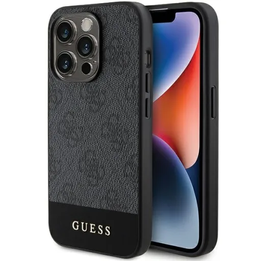 Original Case GUESS keménytok 4G Stripe Collection GUHCP15LG4GLGR iPhone 15 Pro-hoz szürke