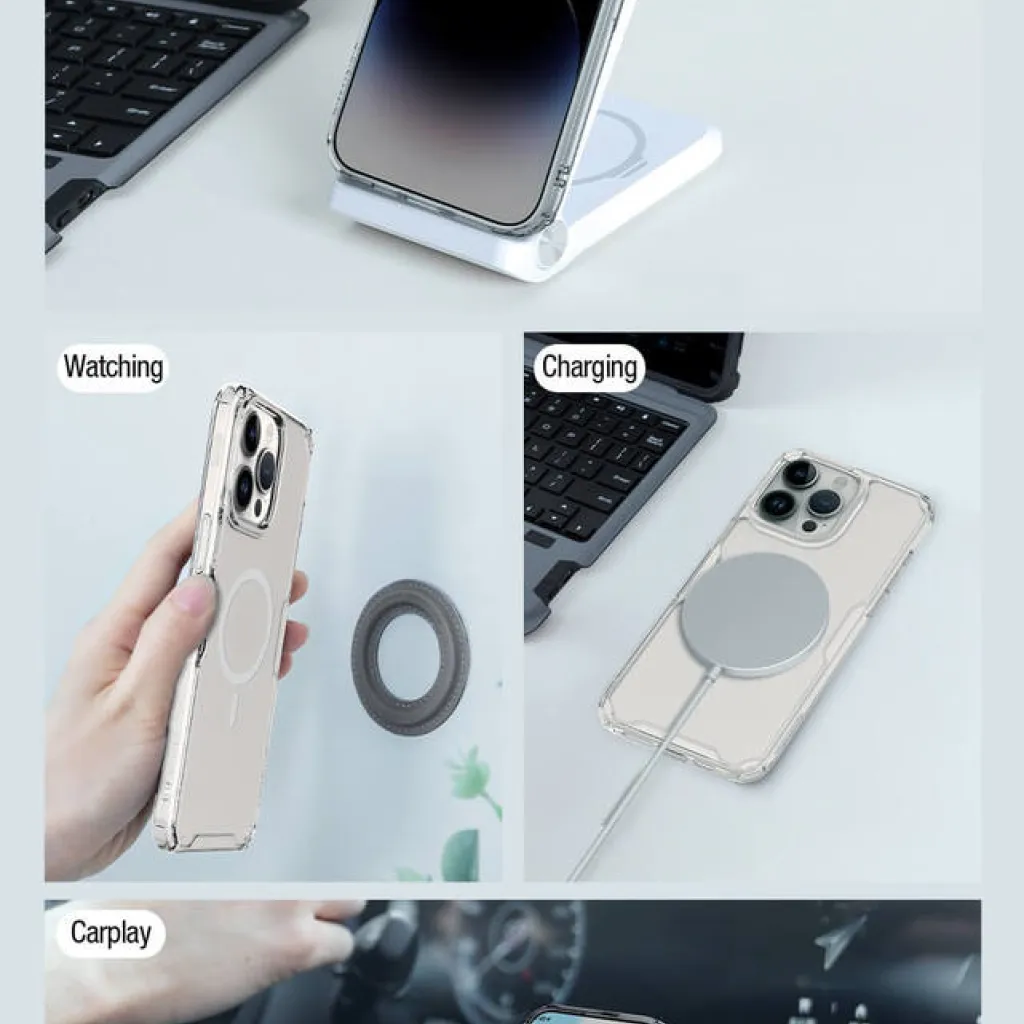 Nillkin Nature Pro Mágneses TPU Tok iPhone 14 Pro készülékhez átlátszó-kék - 12