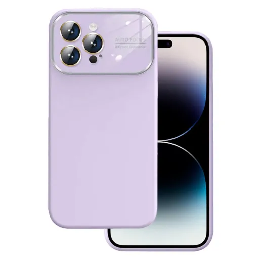 Soft Silicone Lencsevédős tok iPhone 14 Pro-ra világoslila