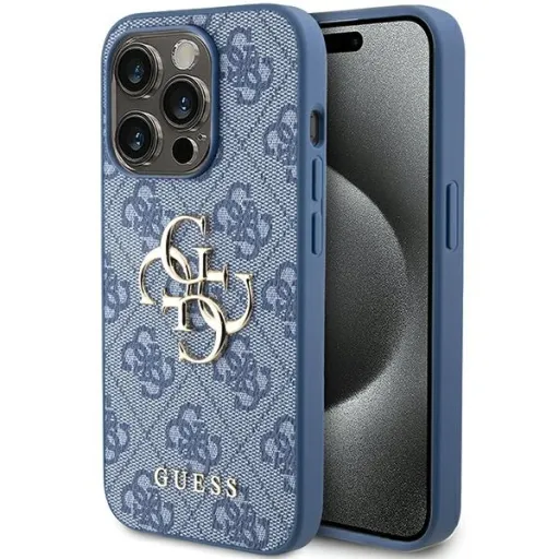 Original GUESS fliptok hardcase 4G Big Metal Logo GUHCP15L4GMGBL iPhone 15 Pro tok kék