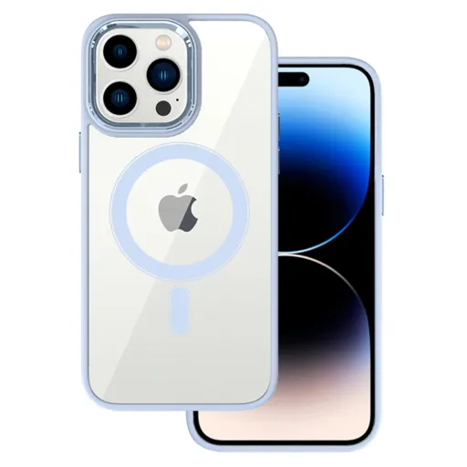 Tel Protect mágneses átlátszó tok iPhone 14-hez, világoskék