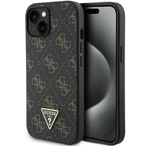 Original Case GUESS hardcase 4G Triangle Metal Logo GUHCP15MPG4GPK for iPhone 14 Plus/ 15 Plus fekete tok