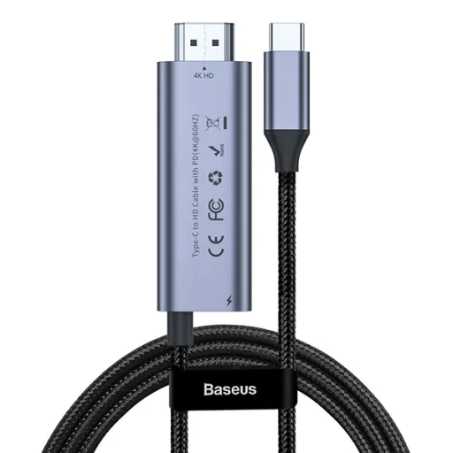 Baseus USB Type-C - 4K HDMI + Type-C PD 60W kábel sötét szürke