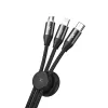 Baseus 3in1 Micro USB/Lightning/ Type-C kábel 1 méter fekete - 0. kép