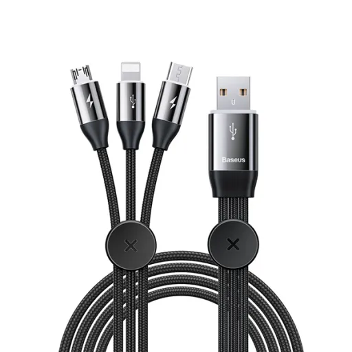 Baseus 3in1 Micro USB/Lightning/ Type-C kábel 1 méter fekete