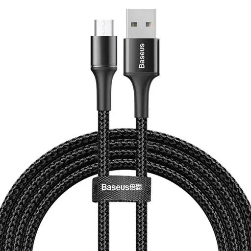 Baseus Halo nylon harisnyázott USB/Micro USB kábel 2A/2m fekete