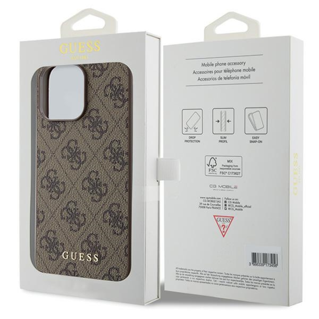 Original Case GUESS Hardcase 4G Metal Gold Logo GUHCP15XG4GFBR for iPhone 15 Pro Max Barna tok - 8