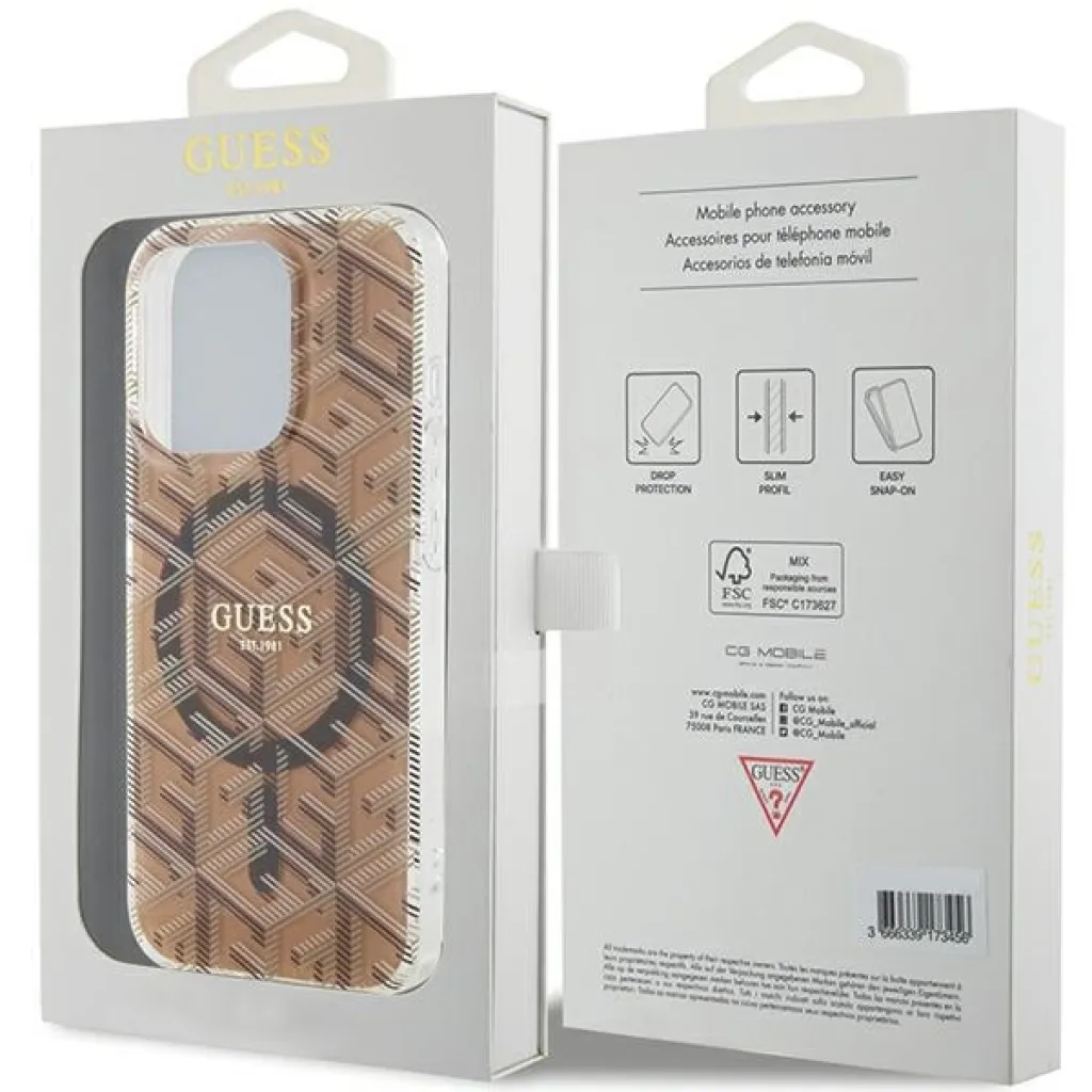 Original Case GUESS IML GCube Magsafe GUHMP15XHGCUSTGW tok iPhone 15 Pro Max barna - 8