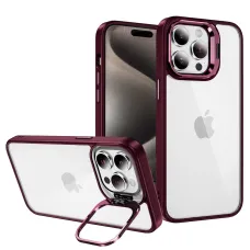 Tel Protect kitámasztó tok + kameraüveg (lencsével) iPhone 15 burgundi