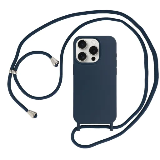 Strap szilikon tok iPhone 15 Plus design 1 sötétkék