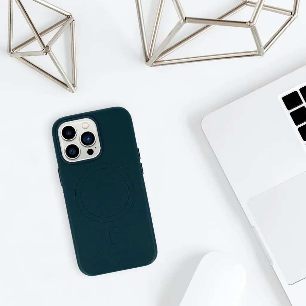 MagSafe Bőr Tok iPhone 15 Plus Tengerészkék - 8