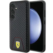 Original FERRARI kemény tok Carbon Stitched Bottom FEHCS24SN3PUK Samsung Galaxy S24 Fekete tok