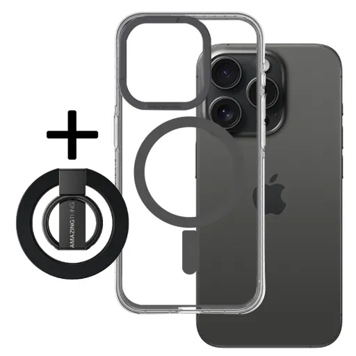 Amazing Thing Titan Pro Mag Ring Grip tok 10FT IP156.7PTRBK for iPhone 15 Pro Max fekete