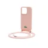 Eredeti LACOSTE szilikon keménytok zsinórral iPhone 15 Pro Max-hoz, Világos rózsaszín - 0. kép