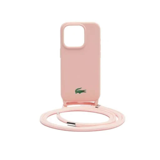 Eredeti LACOSTE szilikon keménytok zsinórral iPhone 15 Pro Max-hoz, Világos rózsaszín Eredeti LACOSTE szilikon keménytok zsinórral iPhone 15 Pro Max-hoz, Világos rózsaszín
