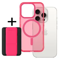 Amazing Thing Titan Pro Neon Mag Wallet tok 10FT IP156.7PTWPN iPhone 15 Pro Max pink kihajtható állvánnyal