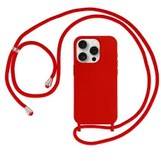 Szíjas szilikon tok iPhone 15 Pro Max dizájn 1 piros